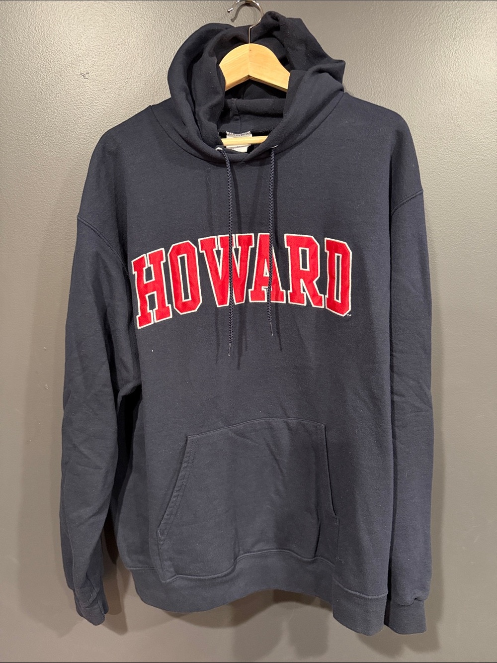 Champion Howard University Navy Hoodie with Red Lettering XL